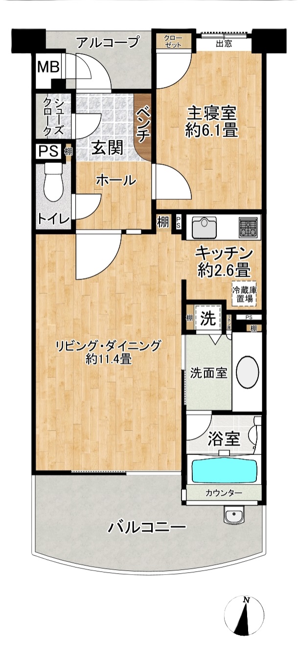 1LDKの間取り図
