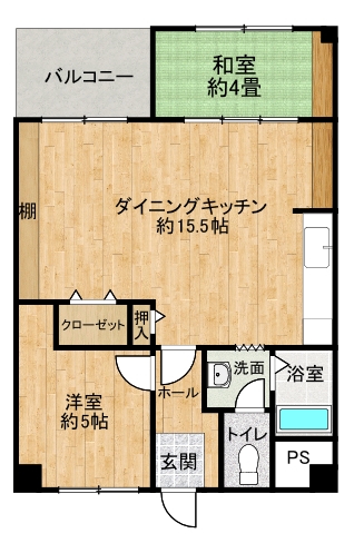 2DKの間取り図