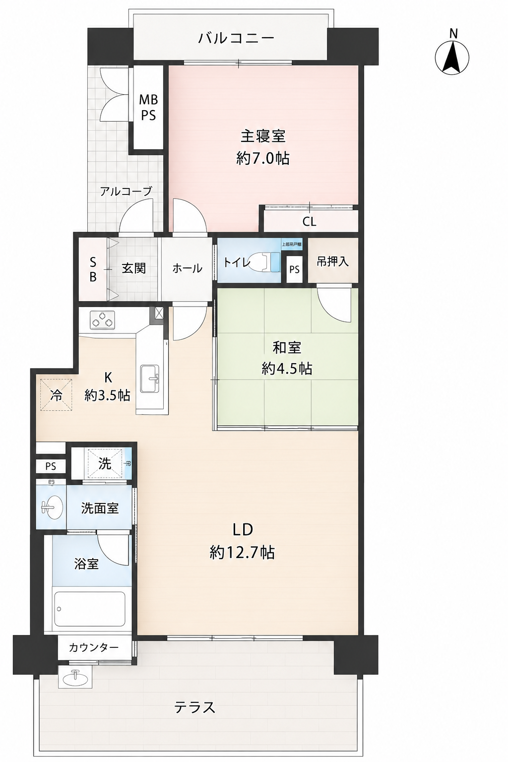2LDKの間取り図