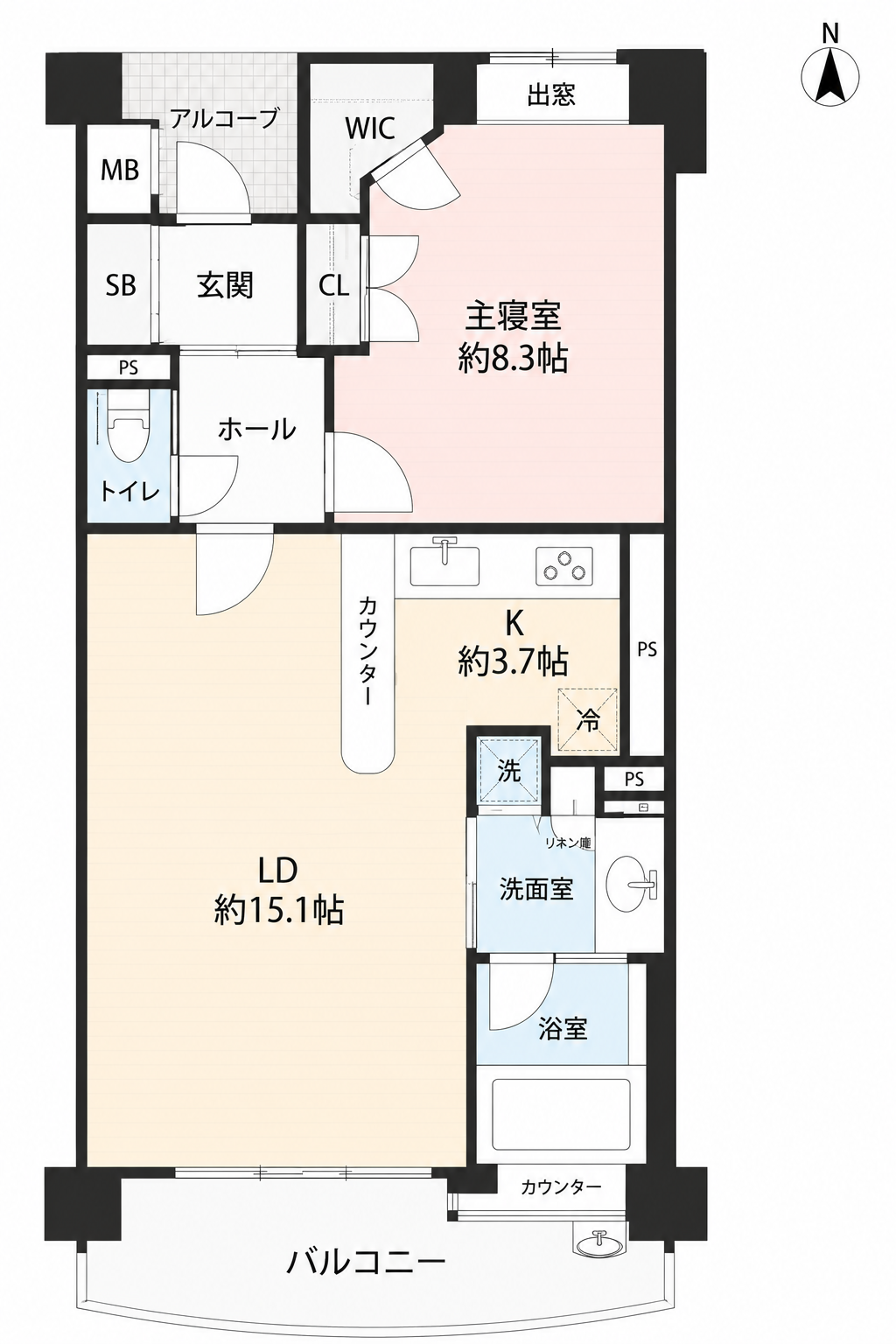 1LDKの間取り図