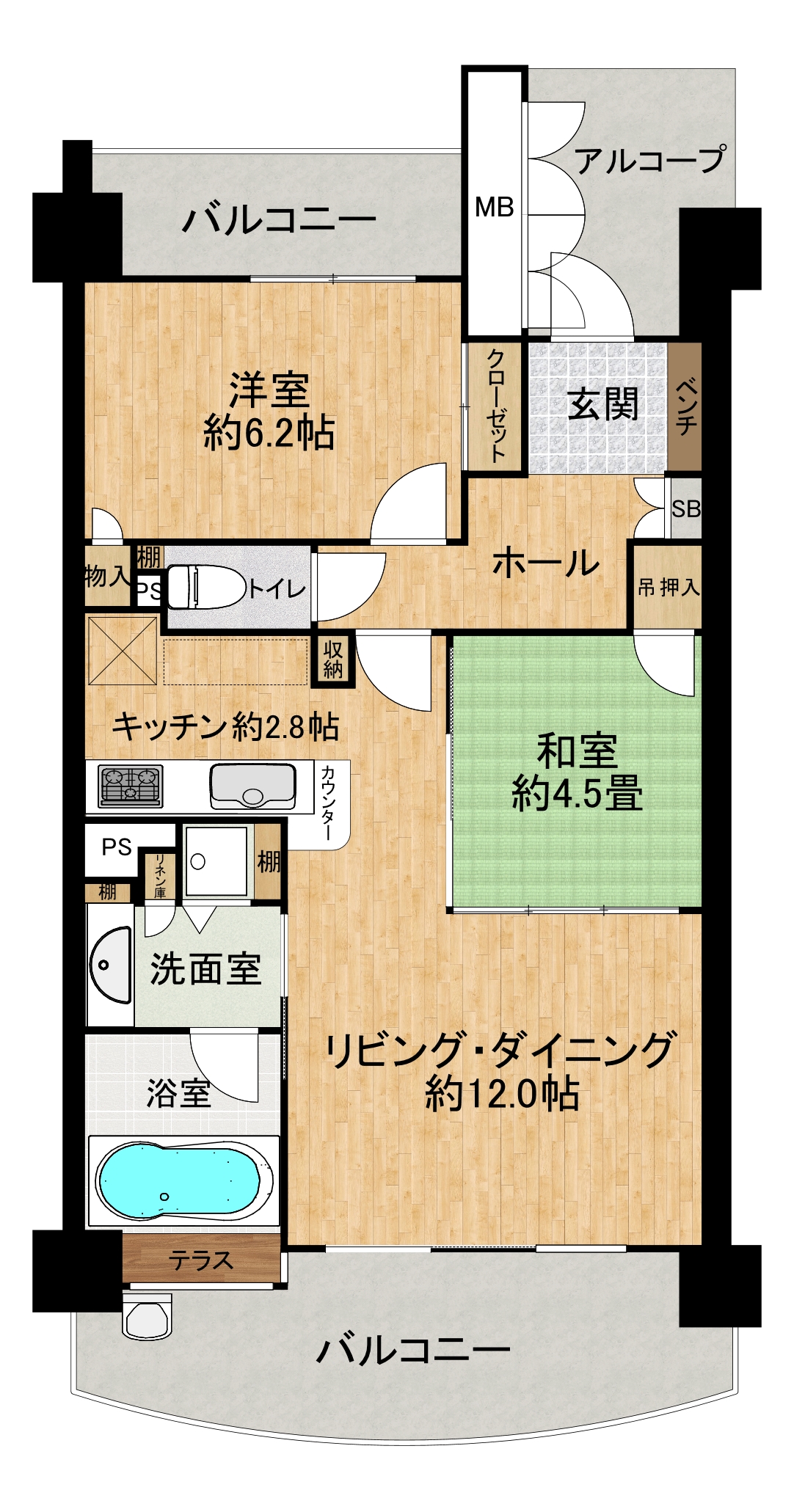 2LDKの間取り図